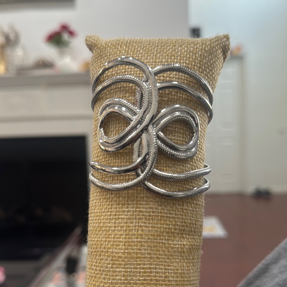 Silver Statement Cuff Bracelet - image 1